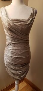 Express bodycon fitted gold foil dress sz 6